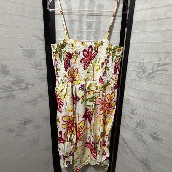 Love Floral Smocked Midi Sundress 3X Plus Boho Rayon Strappy Handkerchief Hem - Picture 3 of 9